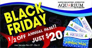 Austin Aquarium Annual Pass Black Friday 1/2 Off Deal Discount Tickets