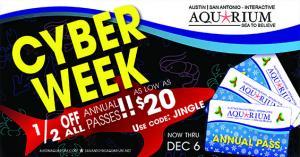 Austin Aquarium Cyber Monday Week Annual Pass Membership Discount Holiday